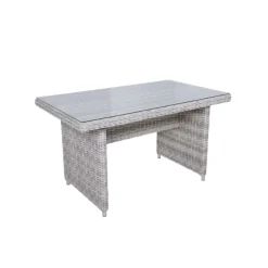 Garden Pleasure Tischgruppe LYON, 6-tlg., grau Alu / Kunststoffgeflecht, halbrund* Clearance