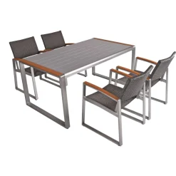 Garden Pleasure Tischgruppe AVA 5-tlg. Aluminium, Nonwood, Kunststoffgewebe^