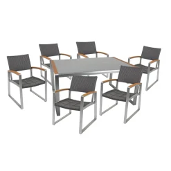 Garden Pleasure Tischgruppe AVA 7-tlg. Aluminium, Nonwood, Kunststoffgewebe