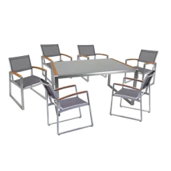 Garden Pleasure Tischgruppe AVA 7-tlg. Aluminium, Nonwood, Kunststoffgewebe* Sale