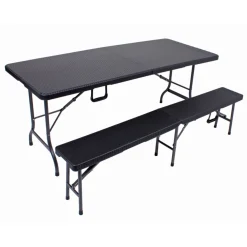 Garden Pleasure Tisch-Set VENTANA, 3-teilig Stahl / Kunststoff HDPE, schwarz