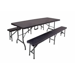 Garden Pleasure Tisch-Set VENTANA, 3-teilig Stahl / Kunststoff HDPE, schwarz