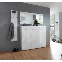 Garderobenpaneel Adison Front in Hochglanz mit Rillenfräsung 30 x 152 x 23 cm weiß^ Clearance