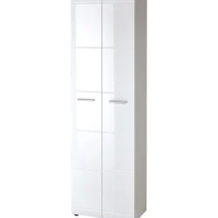 Garderobenschrank Adison Fronten in Hochglanz mit Rillenfräsung 59 x 197 x 37 cm weiß*