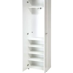 Garderobenschrank Adison Fronten in Hochglanz mit Rillenfräsung 59 x 197 x 37 cm weiß*
