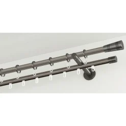 Gardinia Gardinenstange Chicago mit Innenlauf Durchmesser 16 mm 240 cm titan