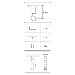 Gardinia Deckenträger Chicago für Durchmesser 20 mm 6 cm titan