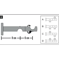 Gardinia Doppel-Kombiträger Chicago offen für Durchmesser 20 mm 8/6 cm titan