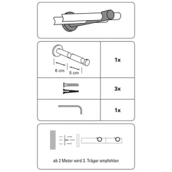 Doppelträger offen für Durchmesser 12 mm 6/5 cm Edelstahl*Gardinia Sale