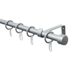 Gardinia Komplette Gardinenstange Durchmesser 16/13 cm ausziehbar silber