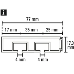 Gardinia Vorhangschiene GE2 250 cm mit Profil für Blendenbefestigung weiß