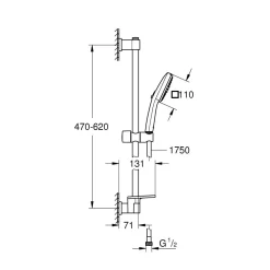 Grohe Brausestangenset Vitalio Comfort 110 2 Strahlarten (Rain, Jet)
