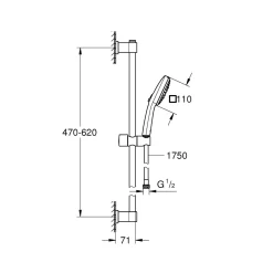 Brausestangenset Vitalio Comfort 110 3 Strahlarten (Rain, Jet, Massage)^Grohe