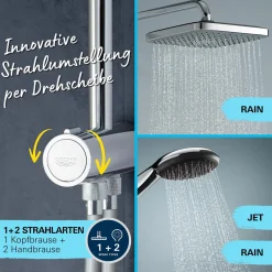 Duschsystem Vitalio Comfort 250 Flex mit Umstellung für die Wandmontage^Grohe Online