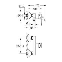Grohe Einhand-Brausebatterie Start Edge chrom 15 x 13,5 cm