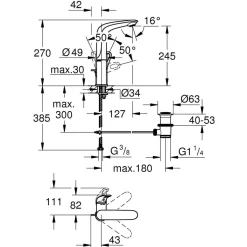 Einhand-Waschtischbatterie Eurostyle L-Size Hebel offen*Grohe Best