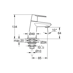 Standventil Eurodisc Cosmopolitan chrom Durchmesser 4,9 x 13,4 cm^Grohe Clearance