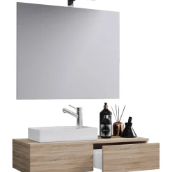 VCM Gäste Waschplatz Gudas 3-teilig mit Spiegel Sonoma-Eiche