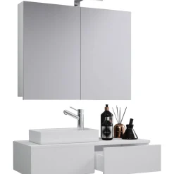 Gäste-Waschplatz Gudas 3-teilig mit Spiegelschrank weiß*VCM Best