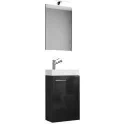 VCM Gäste-Waschplatz Slito mit Spiegel inkl Beleuchtung schwarz