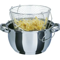 GSW Frittiertopf mit Glasdeckel 22cm 3l Edelstahl