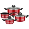 Kochtopf-Set Milano Color 4-tlg. rot Glasdeckel*GSW Clearance