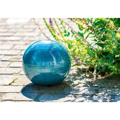 Dekokugel Feine Rille Durchmesser 15 cm türkis*Haveson Outlet