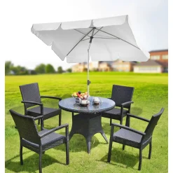 Marktschirm Udine silber-grau 210 x 140 cm*Haveson New