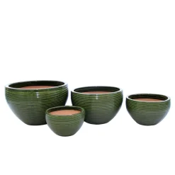 Pflanzschale Feine Rille grün glasiert Durchmesser 42 x 26 cm*Haveson Discount