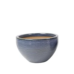 Haveson Pflanzschale Feine Rille 35 x 22 cm grauglasiert