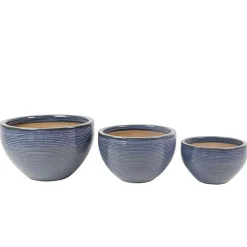 Haveson Pflanzschale Feine Rille 35 x 22 cm grauglasiert