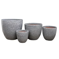 Haveson Pflanztopf Eggpot glasierter Stein hellgrau 34 x 34 x 30 cm