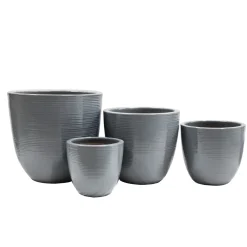 Pflanztopf Feine Rille 34 x 32 cm grau glasiert^Haveson Discount