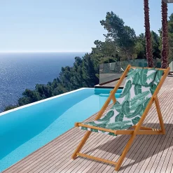 Strandstuhl Palmenblatt Hartholz mit Kopfkissen klappbar^Haveson New