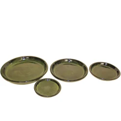 Haveson Untersetzer Feine Rille Durchmesser 27 cm grün glasiert