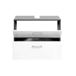 HELD Unterbeckenschrank 70 graphitgrau- Weiß Hochglanz 1Klappe 1Auszug