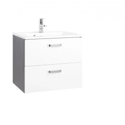 HELD Waschtisch 60 graphitgrau- Weiß Hochglanz 2 Auszüge