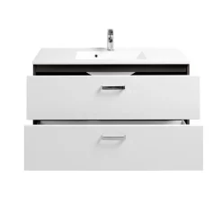 Waschtisch 100 graphitgrau-weiß Hochglanz 2 Auszüge^HELD Clearance