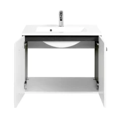 HELD Waschtisch 70 graphitgrau- Weiß Hochglanz 2Türen