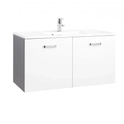 Waschtisch 100 graphitgrau-weiß Hochglanz 2 Türen^HELD New