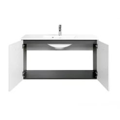 Waschtisch 100 graphitgrau-weiß Hochglanz 2 Türen^HELD New