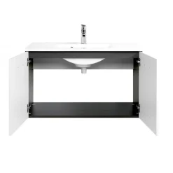 Waschtisch 90 graphitgrau-weiß Hochglanz 2 Türen*HELD Best