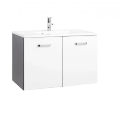 Waschtisch-Set 80 graphitgrau-weiß Hochglanz 2 Türen^HELD Outlet