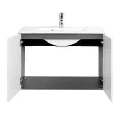 Waschtisch-Set 80 graphitgrau-weiß Hochglanz 2 Türen^HELD Outlet
