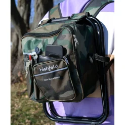 highfeld Camping Stuhl mit Rucksack & Kühlfach camouflage
