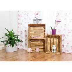 Holzkiste geflammt braun 50 x 40 x 30 cm^ Outlet