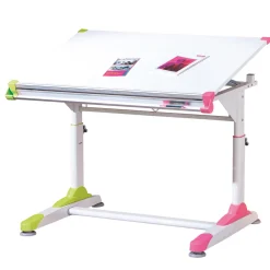 Schüler-Schreibtisch „2 Colorido“, weiß Pink-Grün, 100x84x55 cm^Inter Link Online
