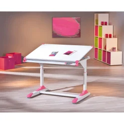 Schüler-Schreibtisch „2 Colorido“, weiß Pink-Grün, 100x84x55 cm^Inter Link Online