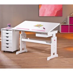 Schreibtisch „Baru“, mit Schublade, rosa weiß, 109x90x55 cm*Inter Link New