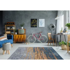 Jacquard-Teppich „Blaze 300“, beige/blau